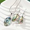 Abalone Shell/Paua Shell Jewelry Sets, Teardrop Earrings and Pendant Necklaces, with Platinum Plated Brass Ear Hook and Lobster Claw Clasps, 17.3 inch, 50mm, pin: 0.8mm