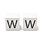 Wood European Beads, Large Hole Beads, Cube with Letter, Letter W, 30.5x30.5x29.5~30.5mm, Hole: 5mm