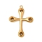 304 Stainless Steel Pendant Rhinestone Settings, Ion Plating(IP), Cross Charms, Golden, 27.5x20x3.5mm, Hole: 1.4mm, Tray Size: 3mm