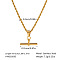 European 304 Stainless Steel T-bar Pendant 2MM Rope Chain Necklaces, Real 18K Gold Plated, 16.93 inch(43cm)