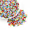 8/0 Opaque Colours Glass Seed Beads, Donut, Mixed Color, 3.5~4x1.5~2mm, Hole: 1~1.2mm, about 11250pcs/pound
