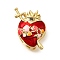 Brass Enamel Beads, Heart, Real 18K Gold Plated, Red, 19.5x12.5x7mm, Hole: 12.5x2.5mm & 2.5x1.5mm