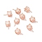 925 Sterling Silver Peg Bails, with Cubic Zirconia, Square, Rose Gold, Champagne Gold, 9x4x4.5mm, Hole: 2.5x1.5mm, Pin: 0.6mm