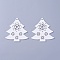 Poplar Wood Pendants, Dyed, Christmas Tree, White, 67x65.5x3mm, Hole: 3mm