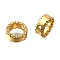 Brass Bead Frame, Round Ring, Real 18K Gold Plated, 9.5x4mm, Hole: 1.2mm