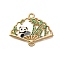 Rack Plating Panda Theme Alloy Enamel Pendants, Golden, Fan, 23x29.5x1.5mm, Hole: 1.8mm