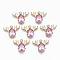 Brass Glass Rhinestone Pendants, Long-Lasting Plated, Cadmium Free & Lead Free, Christmas Reindeer/Stag, for Christmas, Light Gold, Light Rose, 15x20x5mm, Hole: 1.5mm
