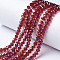 Electroplate Transparent Glass Beads Strands, Half Rainbow Plated, Faceted, Rondelle, FireBrick, 3.5x3mm, Hole: 0.4mm, about 123~127pcs/strand, 13.7~14.1 inch(35~36cm)