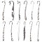 12Pcs 12 Styles Tibetan Style Alloy Bookmarks, Cadmium Free & Lead Frees, Antique Silver, 1pc/stlye