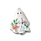 Brass Enamel Pendants, Ghost Charms, Rack Plating, Long-Lasting Plated, Cadmium Free & Lead Free, Platinum, 25x18.5x2mm, Hole: 1.4mm