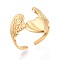 Adjustable Ion Plating(IP) 304 Stainless Steel Cuff Rings for Women, Wing & Heart, Real 18K Gold Plated, 18mm, US Size 7 1/4(17.5mm)