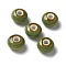 Handmade Porcelain Beads, Rondelle, Dark Olive Green, 12x7mm, Hole: 3.3mm