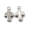 304 Stainless Steel Shell Charms, Cross, Stainless Steel Color, 10.5x6.5x2.5mm, Hole: 1.2mm