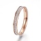 304 Stainless Steel Finger Rings, with Rhinestone, Rose Gold, Size 6~9, 16~19mm