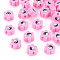 Handmade Polymer Clay Beads, for DIY Jewelry Crafts Supplies, Flower with Yin-yang, Pearl Pink, 8~9x7.5~8.5x4~4.5mm, Hole: 1.6~1.8mm