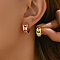 Elegant Heart Brass Cubic Zirconia Stud Earrings, Golden, Clear, 16mm