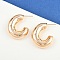 Brass Stud Earrings, C-Shaped, Real 18K Gold Plated, 34x29x9mm