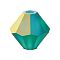 Preciosa® Crystal Beads, Czech Crystal, Bicone(451 69 302 Rondelle), 50730 20019 Emerald AB Matt, 3mm, Hole: 0.8mm