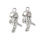 Alloy Crystal Rhinestone Pendants, Rack Plating, Cadmium Free & Nickel Free & Lead Free, Jellyfish, Platinum, 19.5x10.5x6.5mm, Hole: 1.6mm