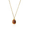 Natural Tiger Eye Irregular Oval Pendant 304 Stainless Steel Cable Chain Necklaces for Women, Real 18K Gold Plated, 14.96 inch(38cm)