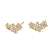 Rack Plating Brass Heart Stud Earrings with Cubic Zirconia, Lead Free & Cadmium Free, Real 18K Gold Plated, 9x17mm