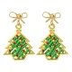 Серьги-гвоздики из латуни в форме рождественской елки EJEW-MZ00496-02-2