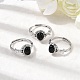 Натуральный черный агат кольца палец RJEW-A084-03P-05-1