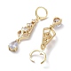 Серьги-подвески в виде слезинок с подвесками из золотой латуни EJEW-A030-06G-01-2