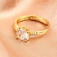 Женские кольца на палец из латуни с микропаве и кубическим цирконием RJEW-Z113-35G-5