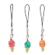 3 шт. 3-х цветные стеклянные бусины в виде мороженого подвесные украшения HJEW-MZ00179-2