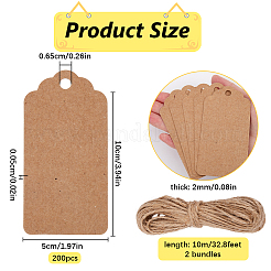 200 шт. прямоугольные подарочные бирки из крафт-бумаги CDIS-SP0001-13
