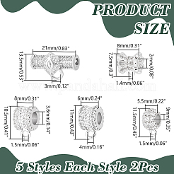 10 шт. 5 стиля латунных трубчатых дужек с микропаве из кубического циркония KK-AR0001-85
