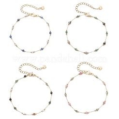 Браслеты ручной работы из бусин из смешанных камней и круглых звеньев из нержавеющей стали 316.&nbsp;BJEW-JB13340