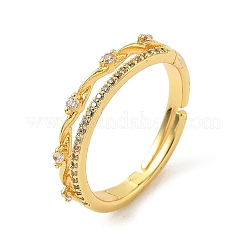 Латунные микро проложить пальцев кольца кубического циркония&nbsp;RJEW-H258-16G