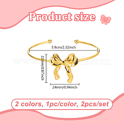 2шт. 2-х цветные браслеты-манжеты из нержавеющей стали 304&nbsp;BJEW-GO0001-20