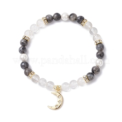 Браслеты с подвесками из латуни с микропаве и кубическим цирконием&nbsp;BJEW-JB12230-02