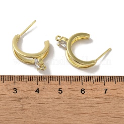 Покрытие стойки латунь микро паве серьги-гвоздики из циркония фурнитура&nbsp;EJEW-R162-42G