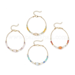 4 шт. браслеты из натуральных смешанных драгоценных камней для женщин BJEW-JB12557