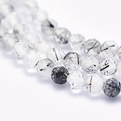 Нити бусин из натурального черного рутилированного кварца G-O166-23-2mm