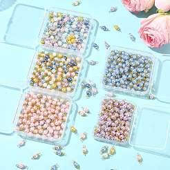 96 шт. 2-х цветные стеклянные перламутровые круглые подвески-соединители&nbsp;PALLOY-FS00063