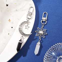 Подвески из натурального белого нефрита и обсидиана&nbsp;HJEW-TA00166