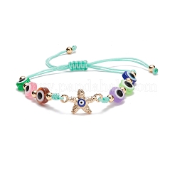 Плетеный браслет из бисера сглаз из смолы&nbsp;BJEW-JB08412