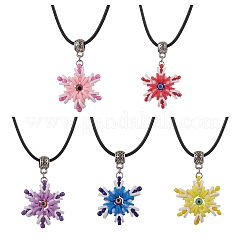 Стеклянные бусины и полимерная глина и ожерелья с подвесками в виде снежинок от сглаза NJEW-MZ00102