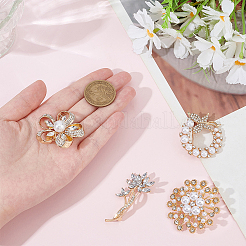 Значки на лацкан одежды из цветочного сплава со стразами&nbsp;JEWB-ME0001-30