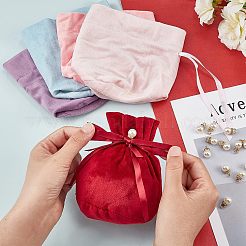 Бархатные сумки для бижутерии с кулиской и пластиковой имитацией жемчуга TP-NB0001-21