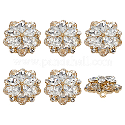 6 шт. стеклянные пуговицы со стразами BUTT-FG0001-52G