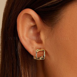 925 квадратные серьги-гвоздики из стерлингового серебра EJEW-H167-04G