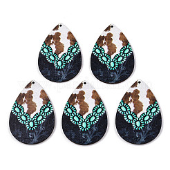 Большие подвески из липы с односторонним принтом WOOD-TAC0021-12C