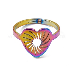 Ионное покрытие (ip) 201 нержавеющая сталь полое сердце регулируемое кольцо для женщин RJEW-C045-02M