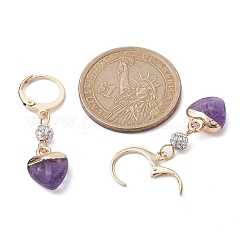 Серьги с подвесками на защелке и натуральными смешанными драгоценными камнями в форме сердца EJEW-JE05470